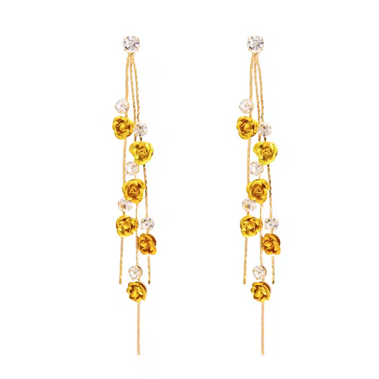 Boucles d'oreilles longues à pompons roses marron pour femmes