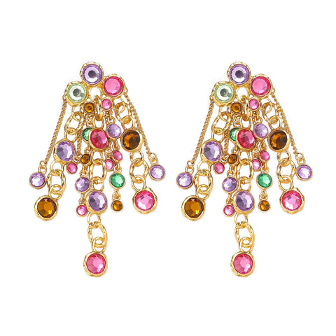 Fashion Bohemian Long Chain Diamond Tassel Earrings For Women