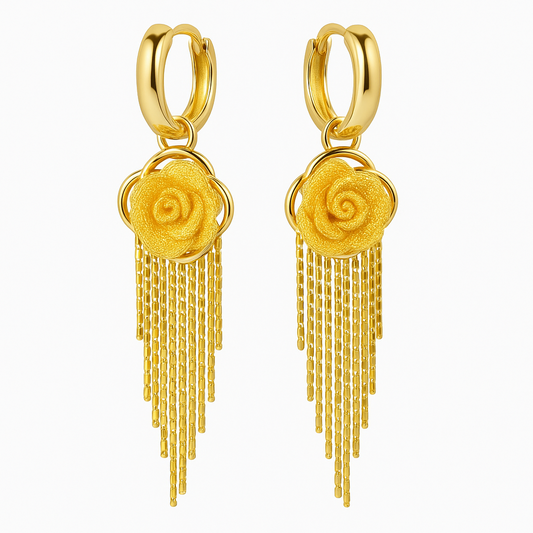 Boucles d'oreilles Fleures à pompons élégantes