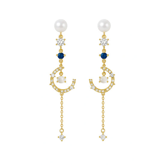Boucles d'oreilles pendantes Moonlight plaquées or